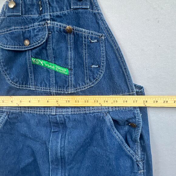 VTG KEY Bib Overalls 36x29 Denim Work Farm Trucker Hipster Hip Hop USA 90s Y2K - Picture 12 of 15